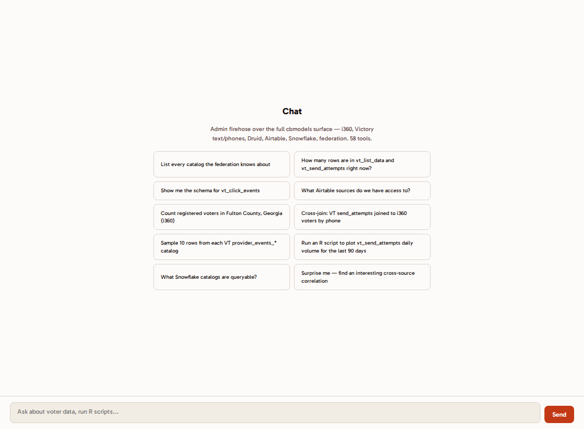 Federated chat - natural-language query suggestions over the data catalog